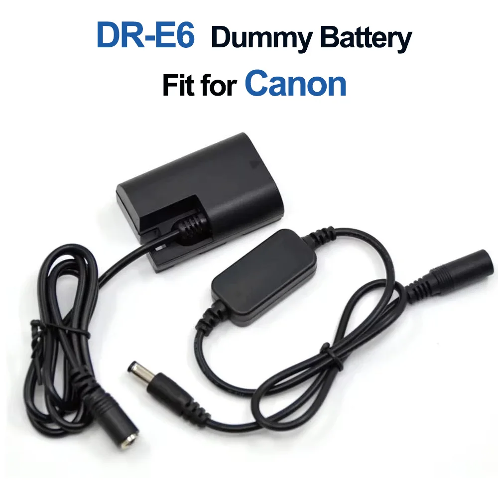 

Step Down Cable 12V-24V Full Decoded DR-E6 LP-E6 Dummy Battery for Canon EOS 5D 6D 7D 60D 70D 80D 5D3 5D4 5DS R5D MarkII Camera