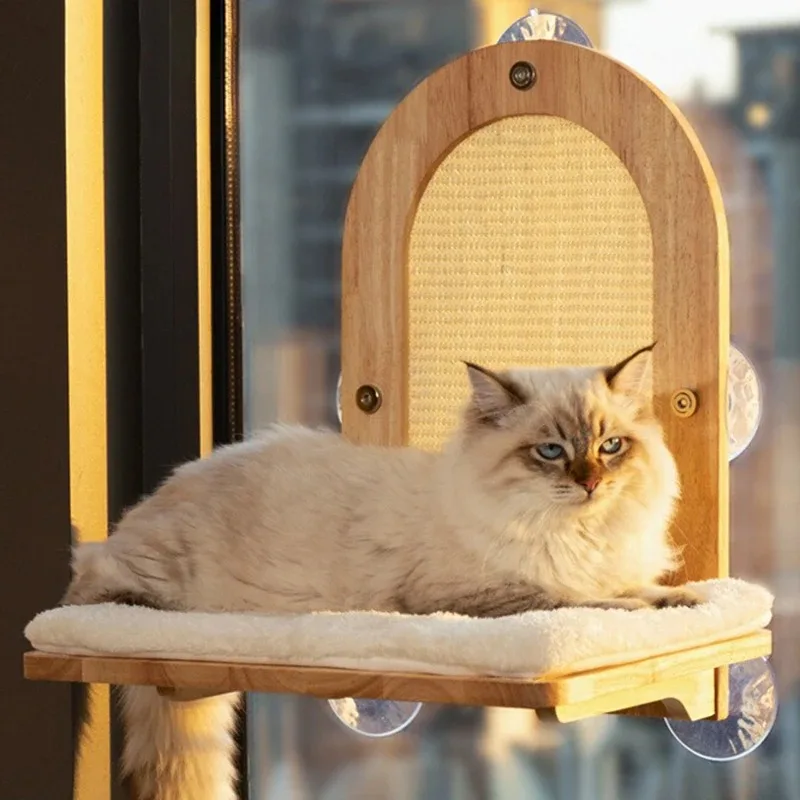 

DIY Free Combination Cat Hammock Suction Cup Solid Wood Cat Bed Window Hanging Cats Hammock Sisal Scratching Post Pet Supplies