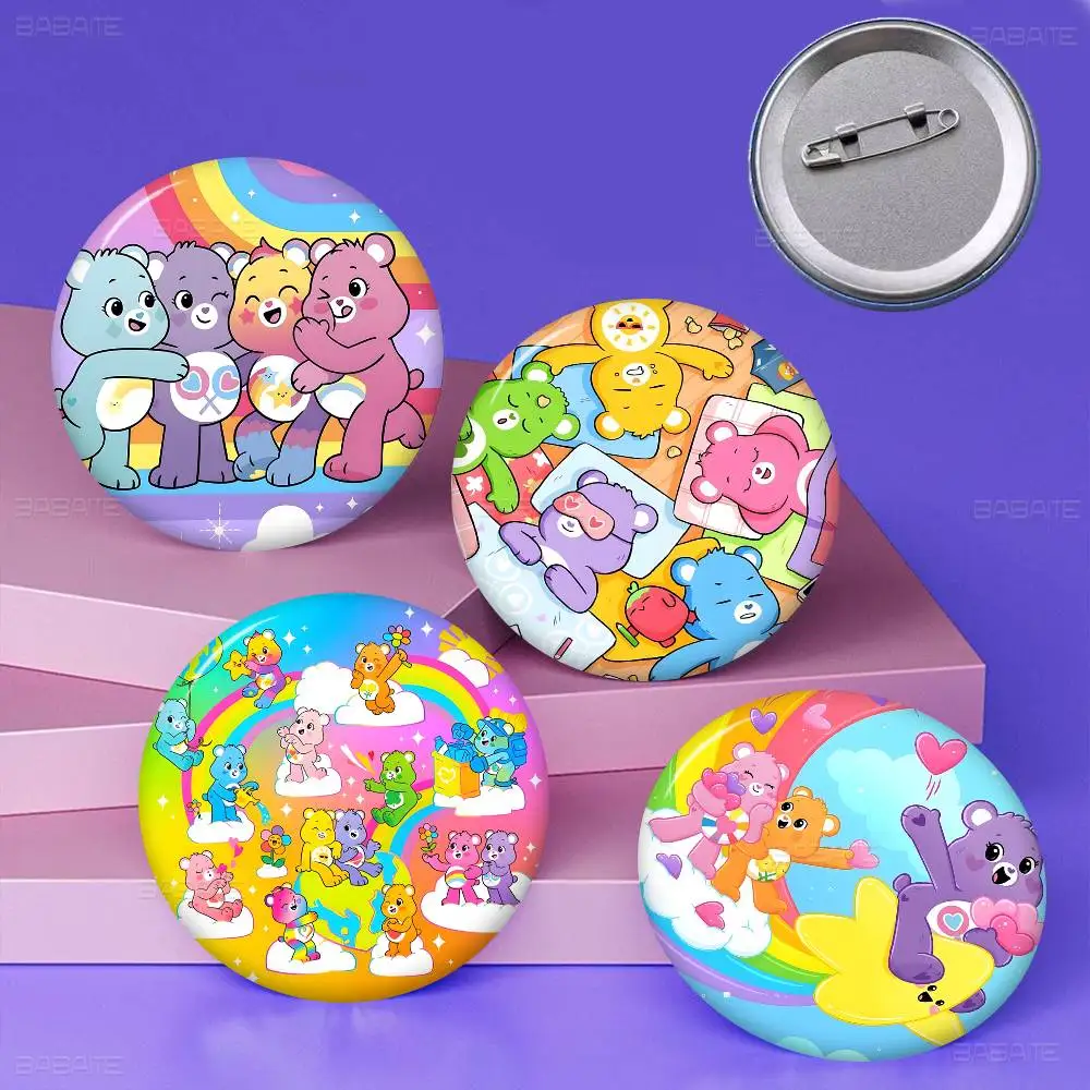 Care B-Bears Cute 58mm Cute Anime Figure Icon Badge Handmade Tinplate Brooch for Backpack Clothes Chest Ornament Gifts