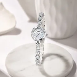 2024 New Korean Style Diamond Inlaid Women's Watch Luxury Brand Silver Quartz Bracelet Elegant Women's Watch New Year Gift