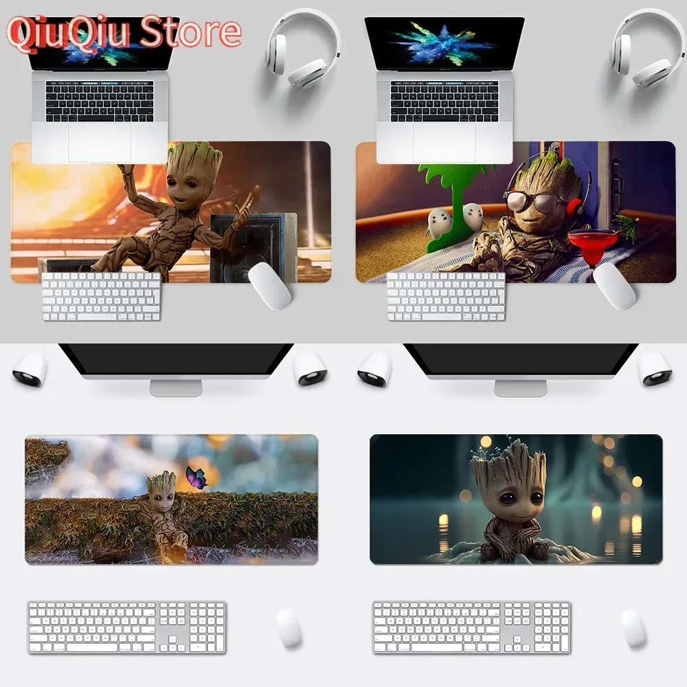 Baby Groots Mousepad HD-Druck Computer Gamer Locking Edge Rutschfestes Mauspad XXL90x40cm Tastatur PC Schreibtischunterlage