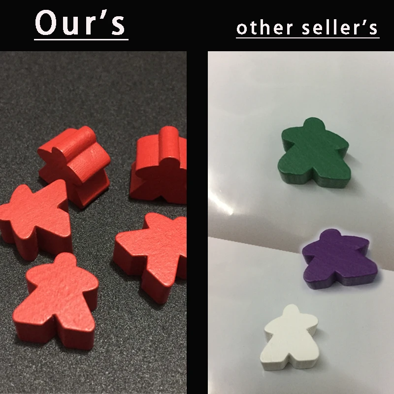 Meeples-100 pions en bois de 16mm, 14 couleurs, pièces de rechange pour jeu de société, composants et accessoires de mise à niveau