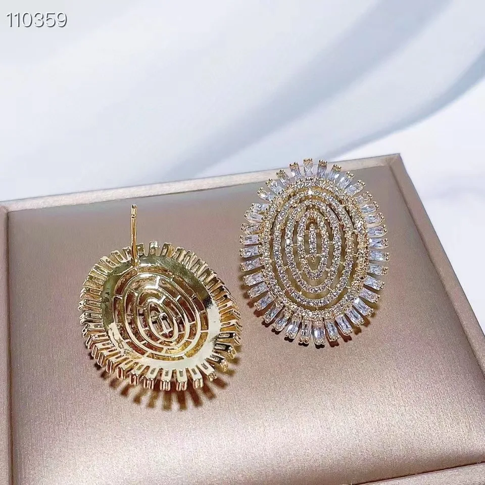 SENYU New Fingerprint Design Earrings Hand paved Cubic Zirconia Stones Fashion Jewelry for Women Wedding Party Earrings