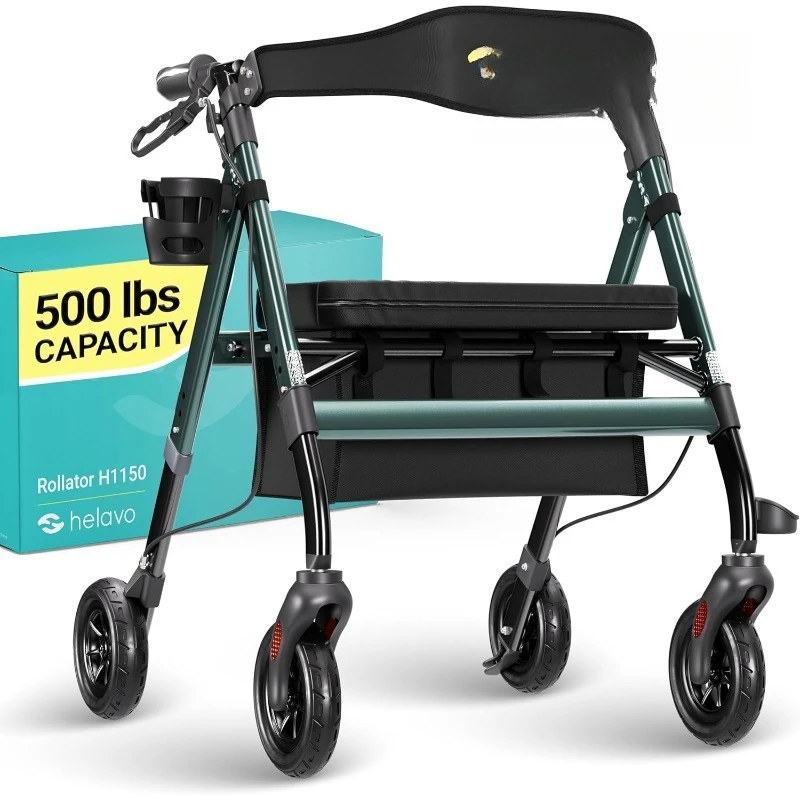 

Bariatric All Terrain Walker - Extra Wide Heavy Duty Outdoor Rollator for Seniors - 500 lbs Weight Capacity