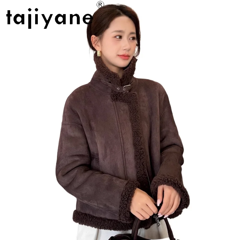 

TAJIYANE 100% Natural Wool Jacket Woman Luxury Warm Short Coat Sheep Shearing Real Fur Jackets Winter Women Clothes 2025 шуба