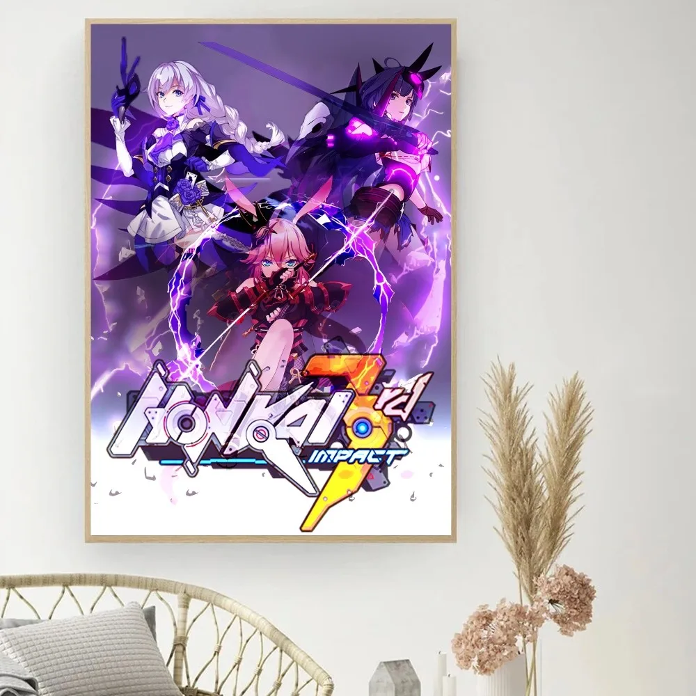 H-Honkai Impact Poster DIY Vintage Movie Poster Wall Art Painting Study Stickers Big Szie Wall Painting