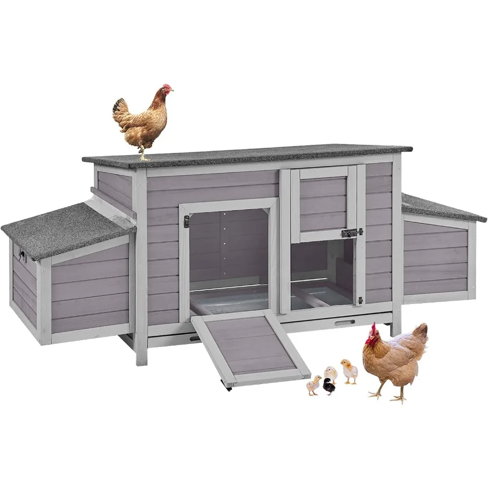 

Chicken Coop Two Nesting Boxes Large Wooden Hen House Weatherproof Outdoor Rabbit Hutch Duck Cage