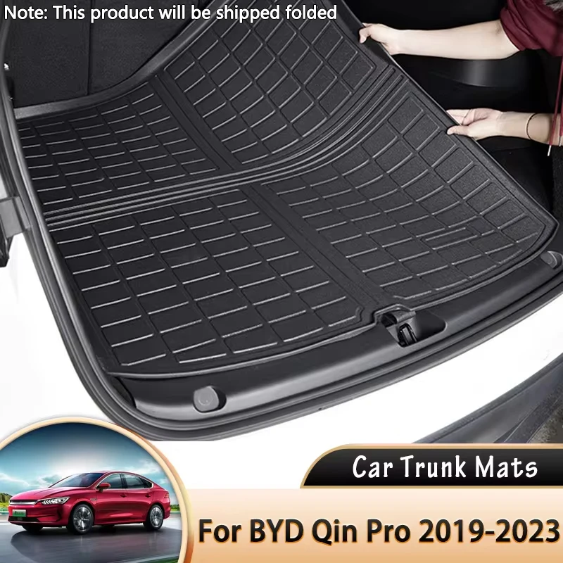 Car Trunk Mat Boot Cargo Liner Tray Rear Trunk Luggage Floor Carpet Accessories for BYD Qin Pro Plus DM EV 2019~2023 2021 2022