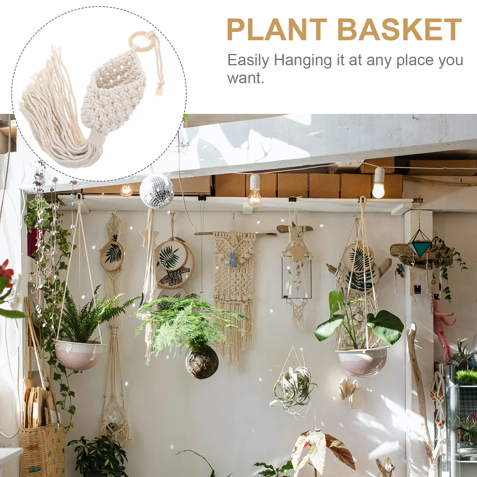 

Woven Hanging Basket Macrame Storage Fruits Vegetables Bohemian Decor Net Bag Kitchen Multi Function Wall Mounted Storage Basket