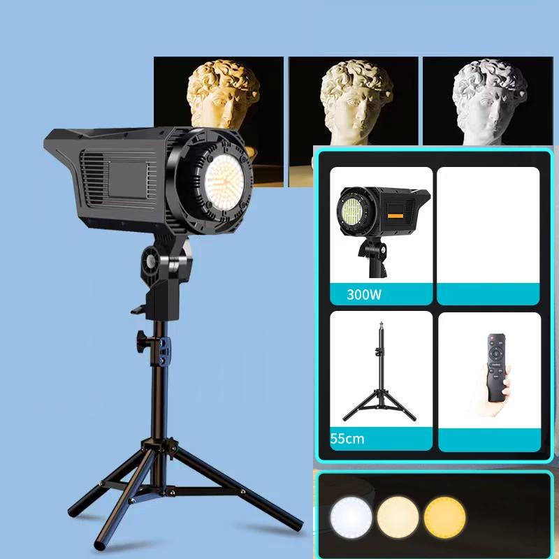 300W zonnelamp LED-videolamp dimbaar Bowens Mount continu licht voor live streaming foto video-opname daglichtgebalanceerd