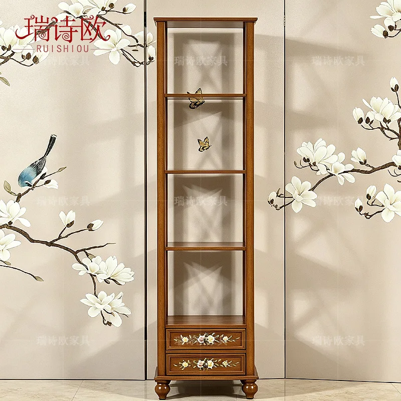 American painted drawer bogu frame wood color retro hand painted floor shelf study tea room ornament display