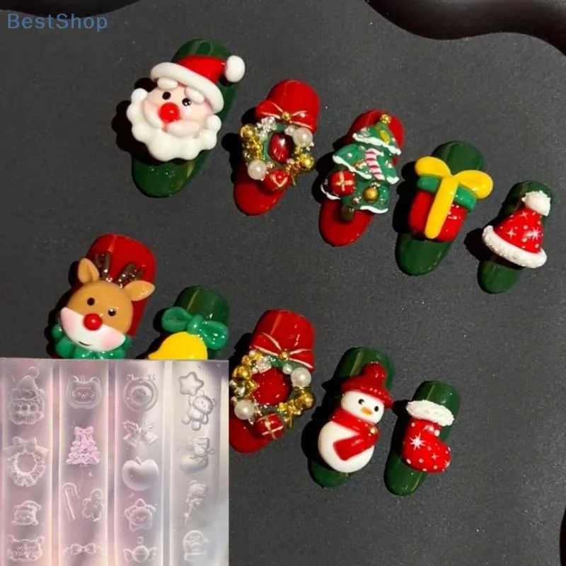 3D الباروك الملاك فراشة شجرة عيد الميلاد ثلج مسمار العفن DIY مسمار الفن زينة سيليكون نحت قالب مانيكير #5