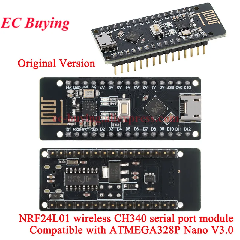 RF-Nano Nano V3.0 Type-C Micro USB Development Board ATmega328P QFN32 5V 16M CH340 Integrate NRF24L01+2.4G Wireless For Arduino