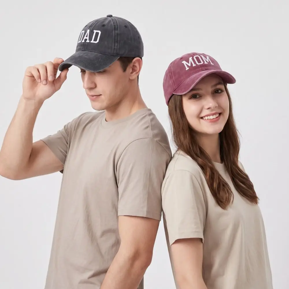 Apparel Accessories Creative Dad and Mom Baseball Cap Denim Cotton Sunscreen Hat Hip Hop Solid Color Sun Hat Summer 3