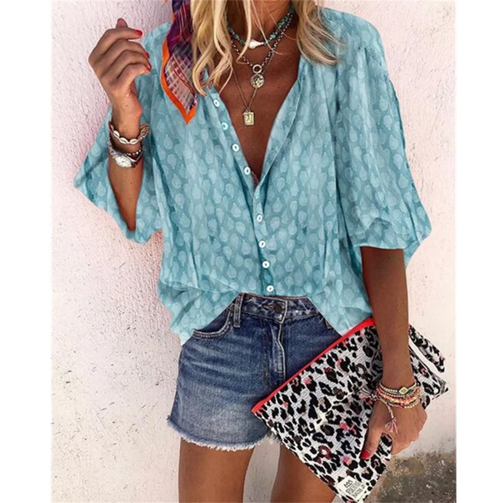 Fashion Casual Half Sleeve Plaid Print Loose Shirts Women High Street Blouses Tops Ladies Elegant Vintage Streetwear Tunic Shirt