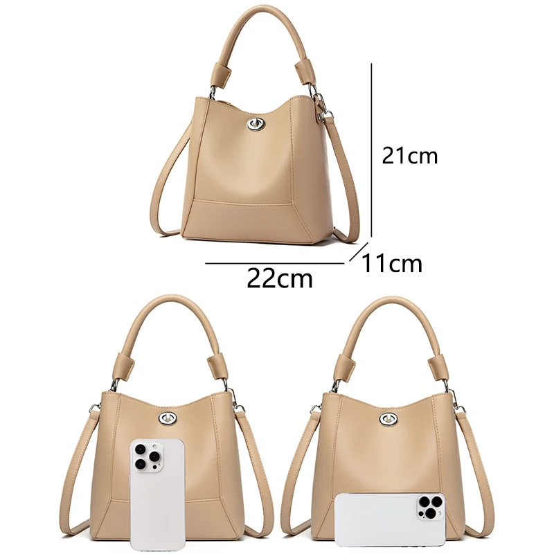 2024 New Luxury Women\'s Handbag High Quality Soft Leather Female Shoulder Bag 3-Layer Large Capacity Girl Tote Bolsas Sac A Main