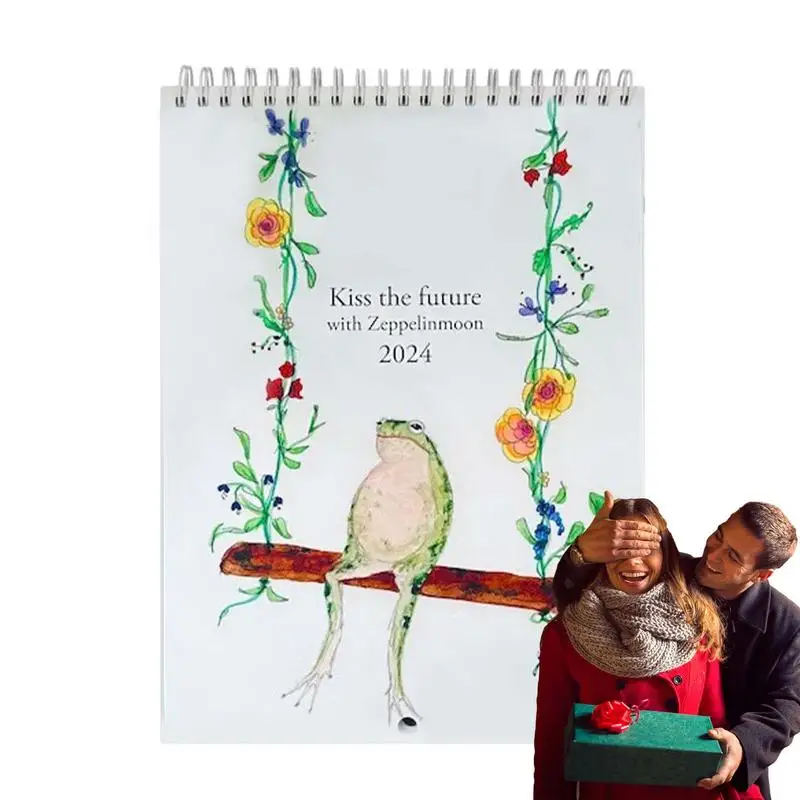 

2024 Wall Calendar Cartoon Flying Fly Design Wall Calendar Wall Calendar With Hand-Painted Patterns For Bedroom Study Room Table