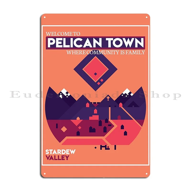 Welcome To Pelican Town Stardew Valley Tyrionical Metal Sign Club Poster Cinema Garage Character Tin Sign Poster