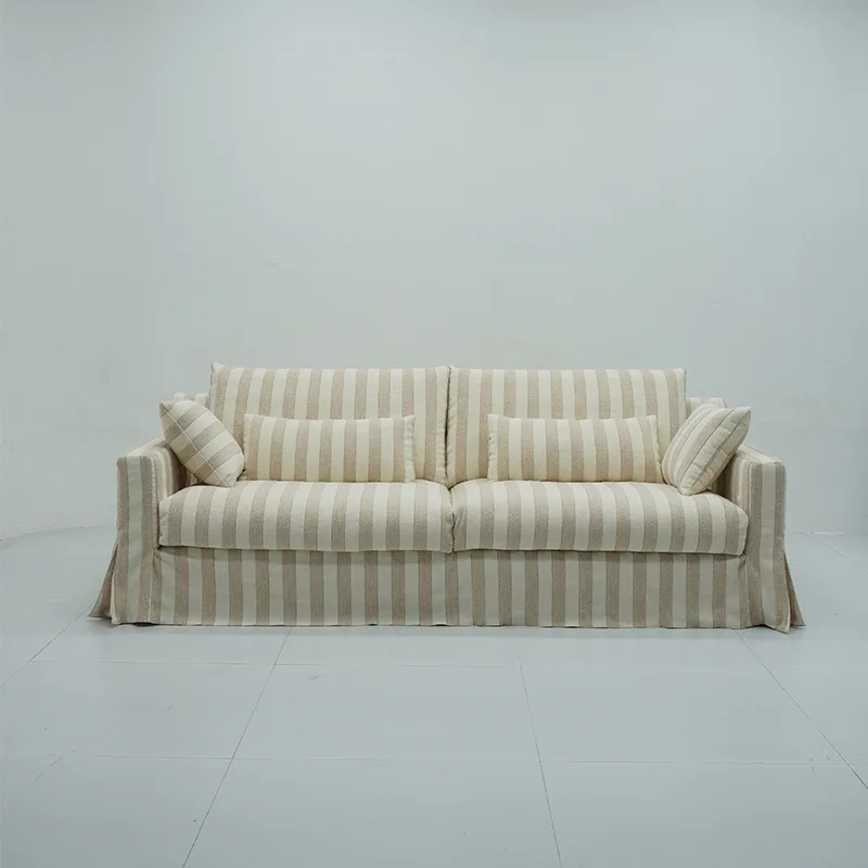 

Fully removable and washable Yunshu sofa wabi sand wind small apartment cashmere fabric French cream wind straight row down sofa