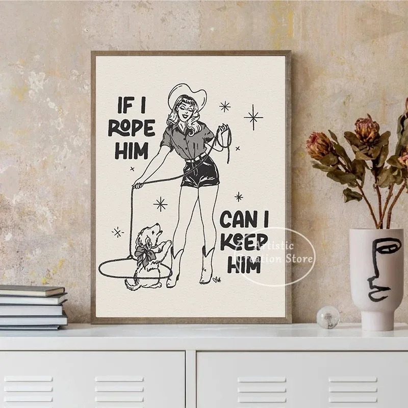 Valentines Cowgirl Cowboy Poster Canvas Painting Print Wall Art Picture Living Room Nordic Giclée Fine Western Art Home Decor