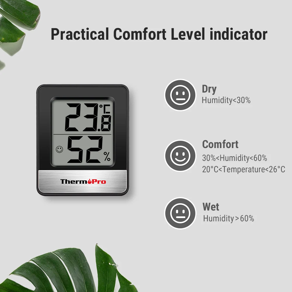 TP49 Mini Hygrometer Weather Station Black White Digital Room Thermometer Hygrometer Temperature Humidity Monitor