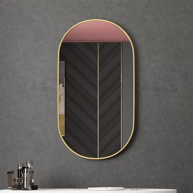 Golden Oval Mirror Wall Mounted Bathroom Vanity Vanity Mirror Bathroom  Round Mirrors Waterproof Explosion-proof Cosmetic Mirror