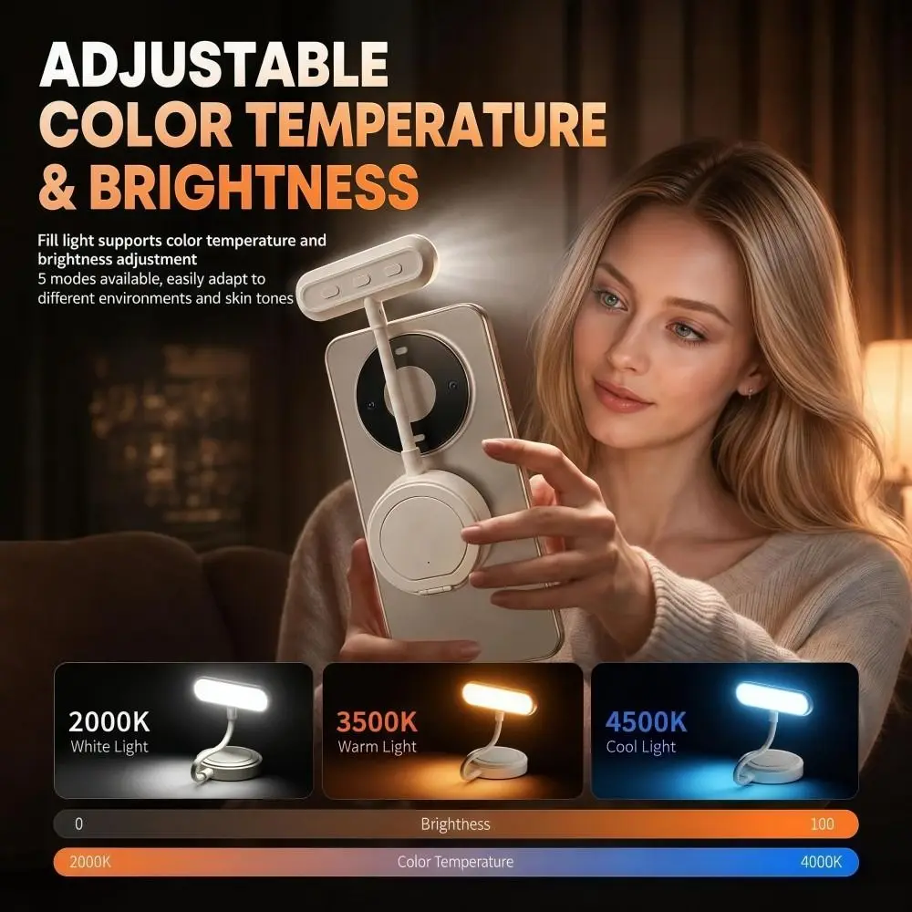 Multi-Angle Magnetic Phone Fill Light Rechargeable Adjustable Hose For MagSafe Photo Light with Stand Compact