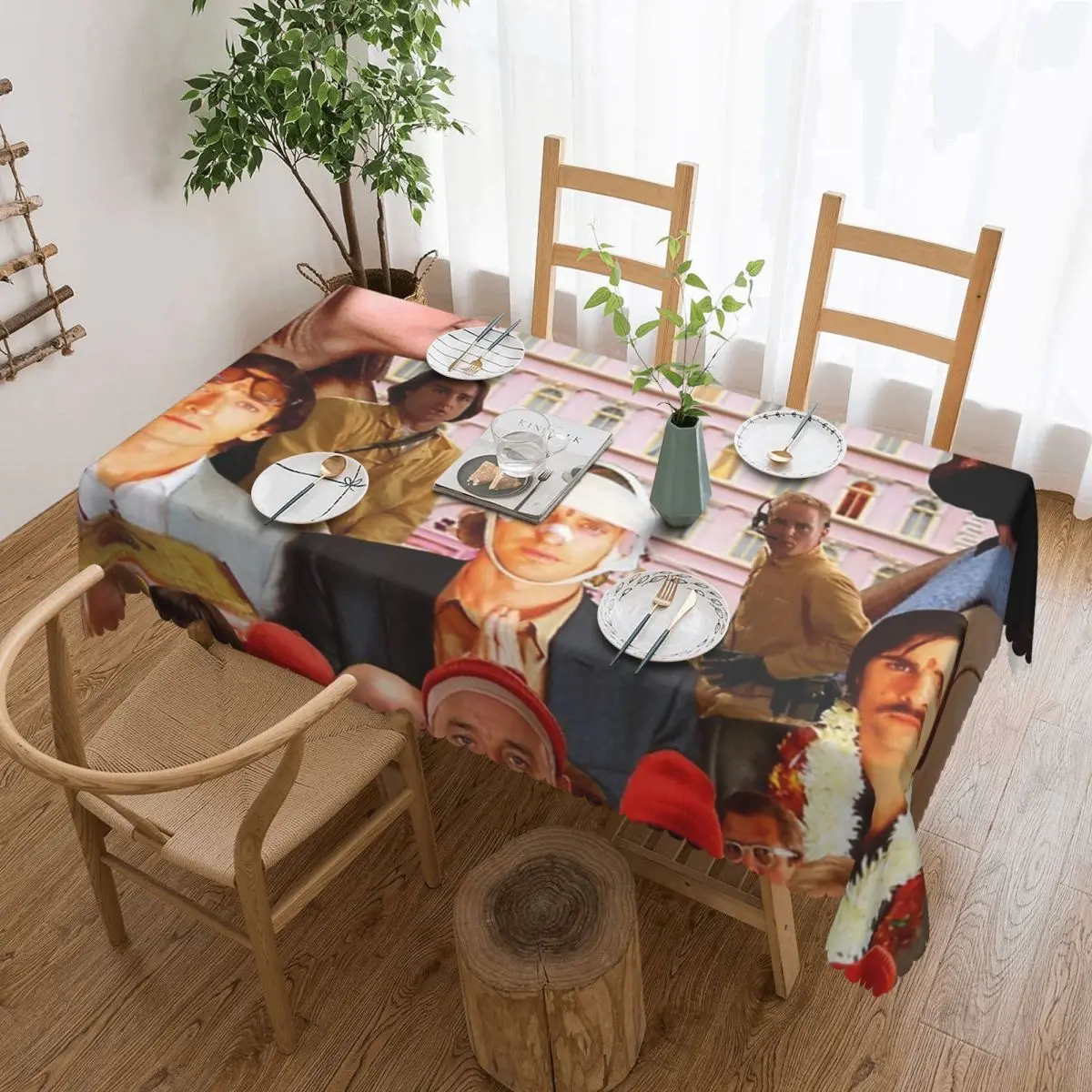 

Wes Anderson Collection With Text Tablecloth 54x72in soft Decorative Border Festive Decor