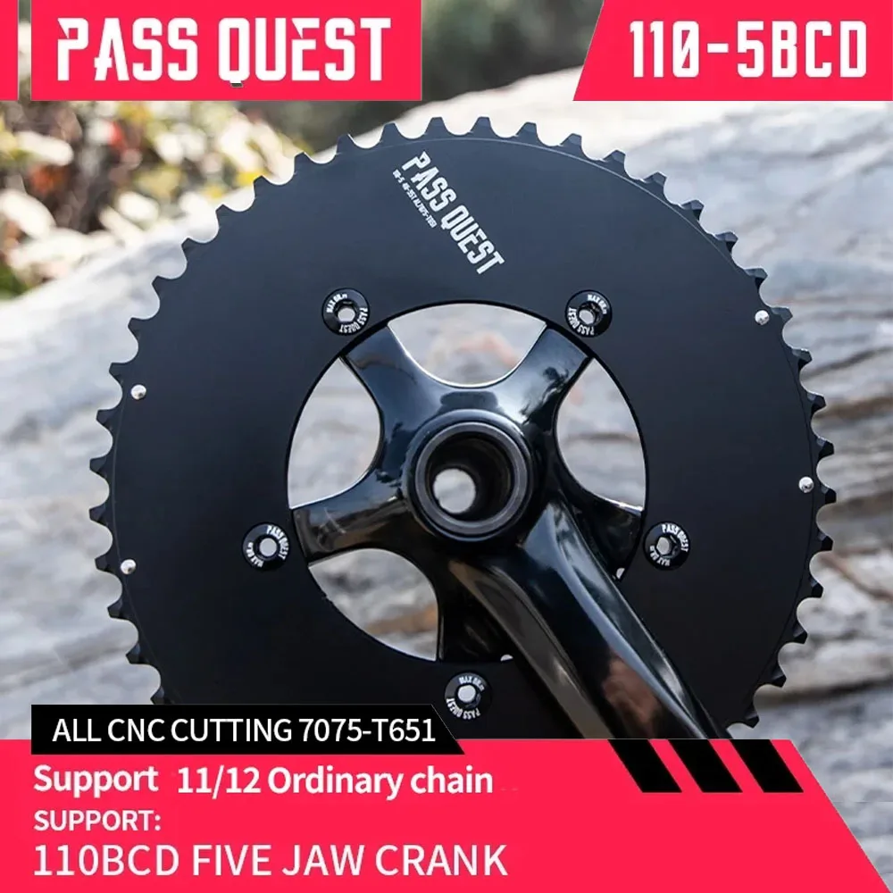 

PASS QUEST 110BCD 5-Claw Chainring 46-33T/48-35T/50-34T/52-36T/53-39T/54-40T/56-42T 2X Звездочка для скоростного дорожного/гравийного велосипеда 11-12 Скоростей