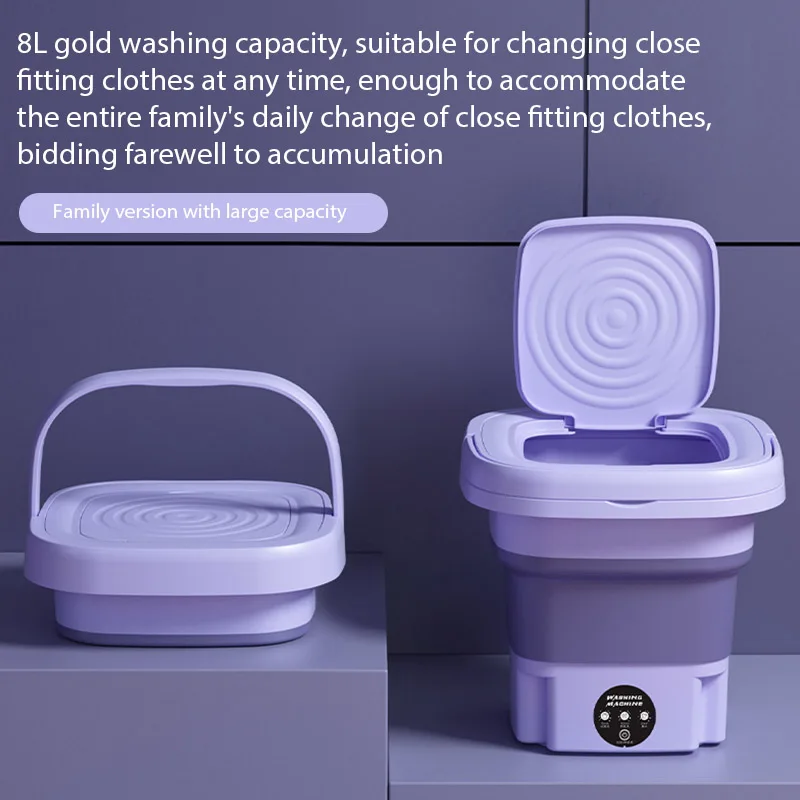 8L Portable Small Foldable Washing Machine with Spin Dryer For Socks Underwear Panties Washer Household Mini Washing Machine