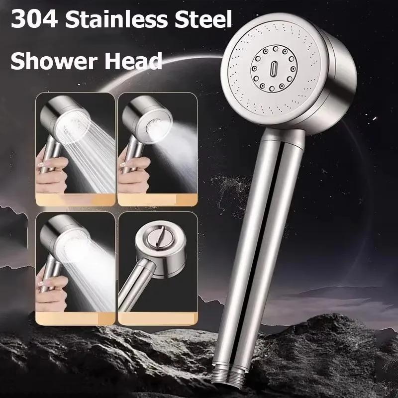 Upgraded 304 Stainless Steel Shower Head 3 Modes Adjustable High Pressure Sprayer Anti-Fall Shower Head Bathroom Accessories