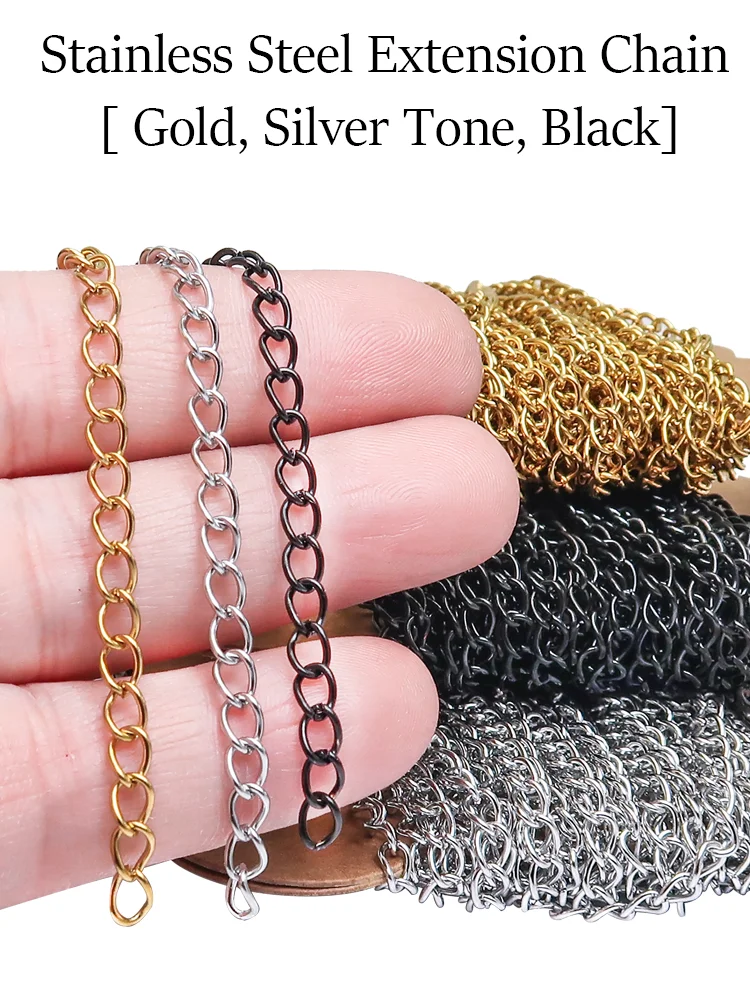 30 Fuß Edelstahl-Verlängerungskette Großhandel Rollen-Verlängerungskette Gold PVD Halskette Armband Schmuckherstellungszubehör – Detail 1