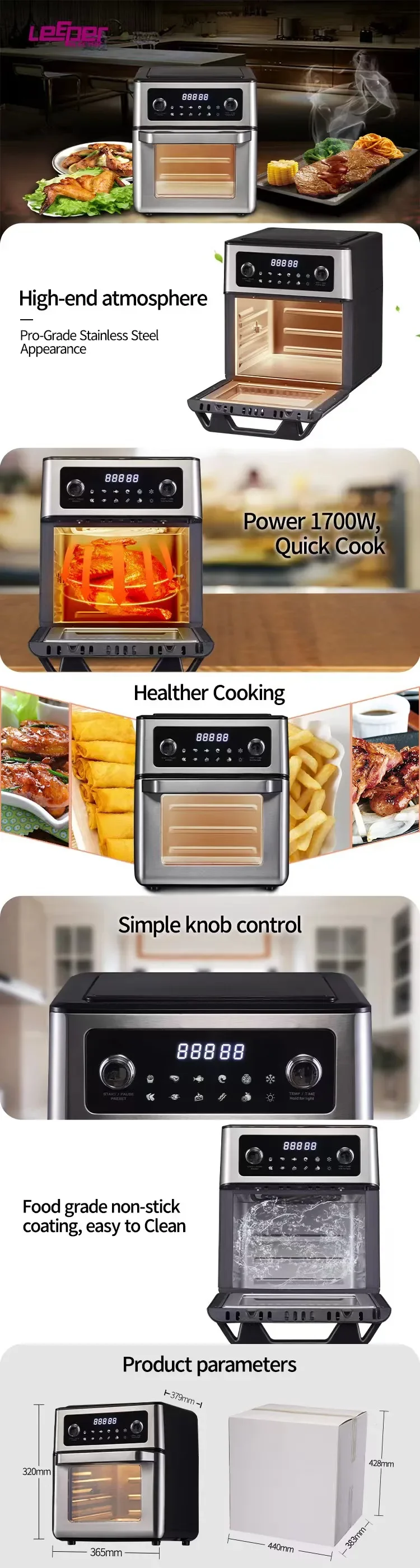 Dual chicken electric toast oven simple knob control healthy cooking 120V US standard cake microwave oven with air fry