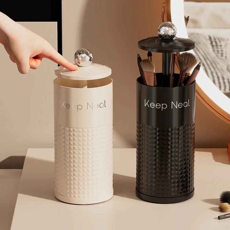 高さ調節可能なリフティングメイクブラシホルダー、防塵蓋付き化粧品収納ボックス、ブラシ、口紅用化粧品用