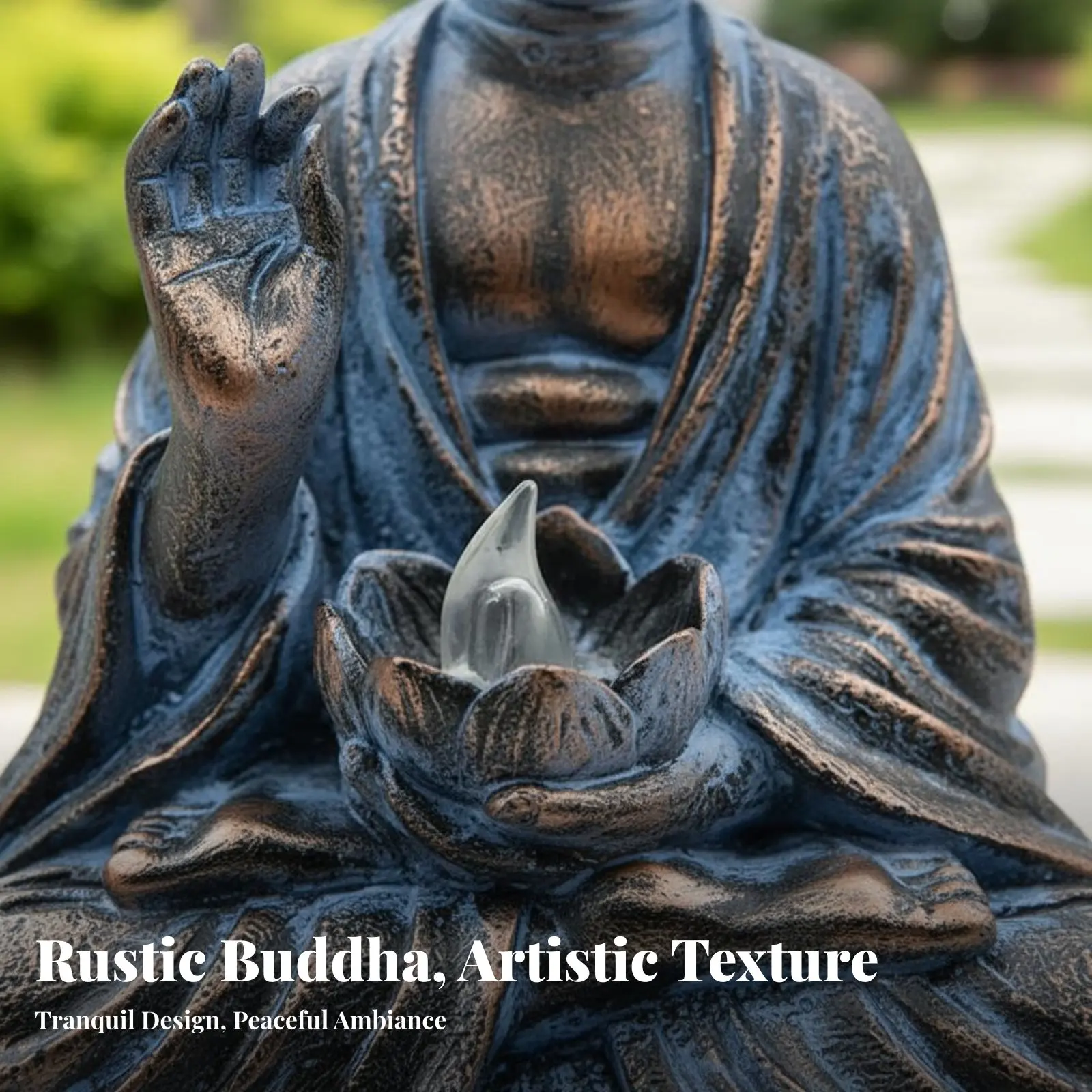 

Solar Buddha Statue Automatic On/deactivate Tranquil Garden Brightness Tranquil Garden Sculpture Hand-Painted Outdoor Decoration