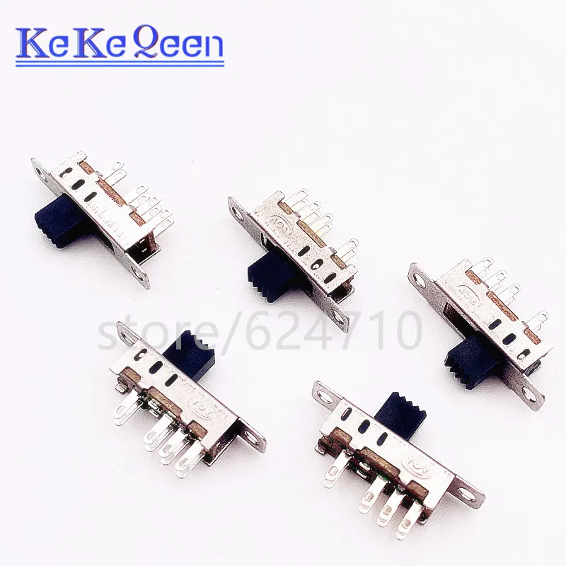 100Pcs/lot SS23E04 SS-23E04 SS23E04G5 Double Toggle Switch 8 Pins 3 files 2P3T DP3T Handle high 5mm small slide switch