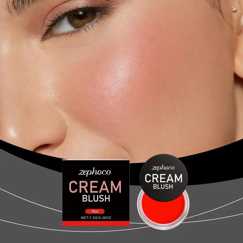 Red Cream Face Blush Moisturize Smooth Natural Rouge Powder Nourishing Waterproof High Pigment Facial Cheek Makeup Cosmetics.