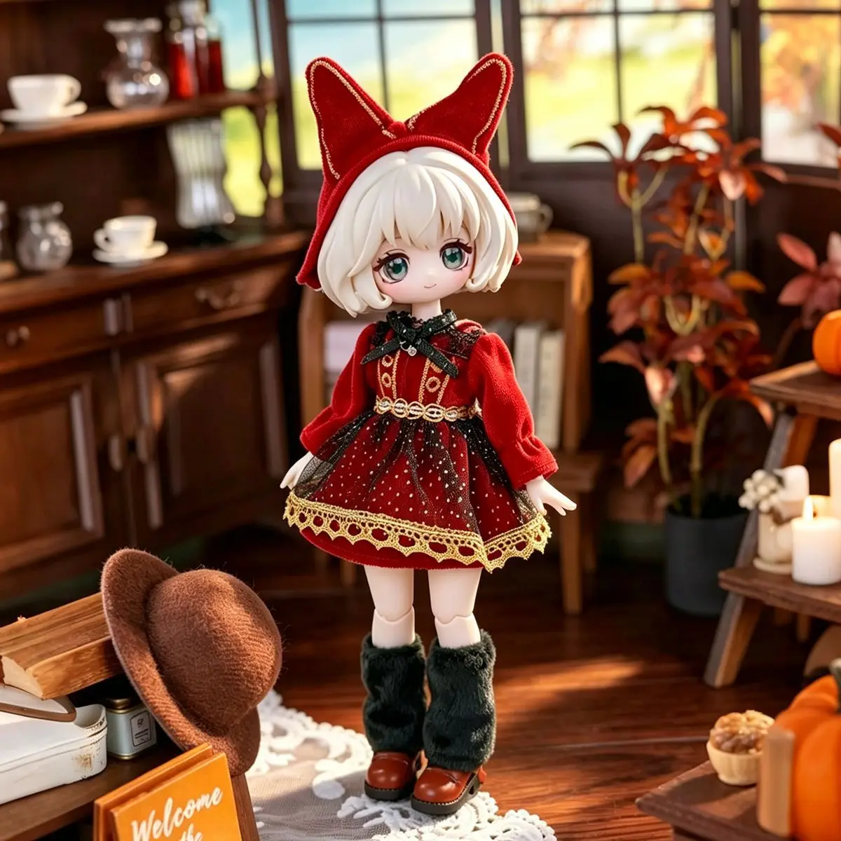 Elegant Pink Tweed 2Pcs Suit Set Jacket Skirt for 1/12 1/8 Bjd Ob11 Doll Clothes 11-17Cm