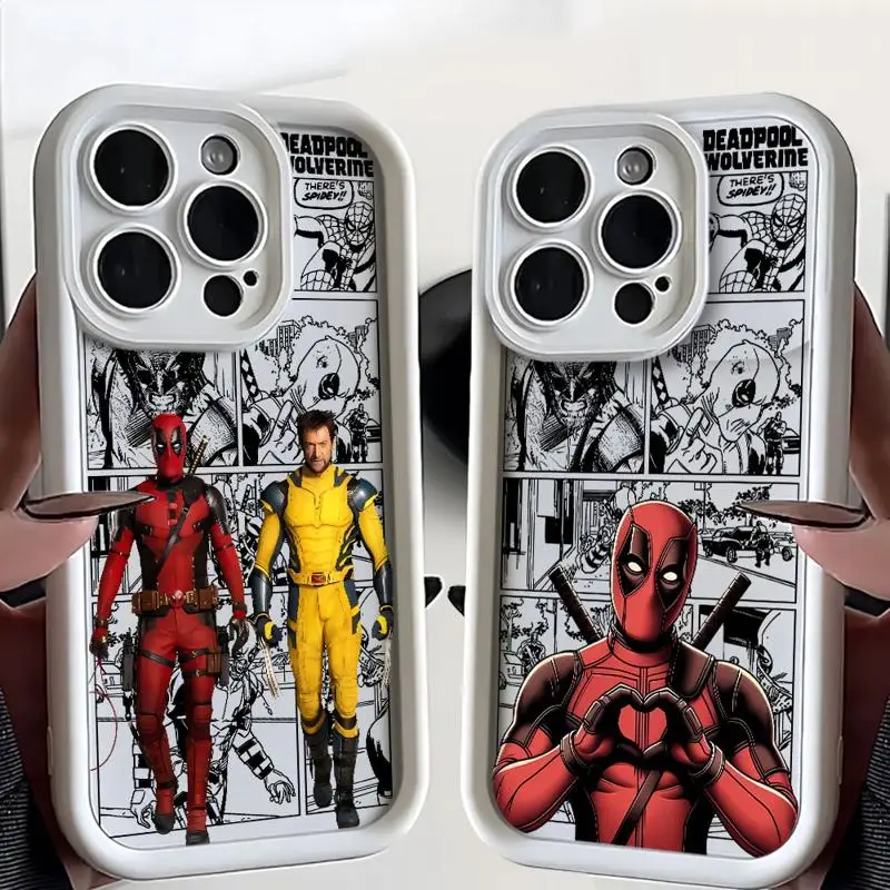 Marvel Deadpool And Wolverine Soft Liquid Silicone Phone Case For iPhone 11 12 13 14 15 Pro Max Plus Shockproof Back Cases Cover