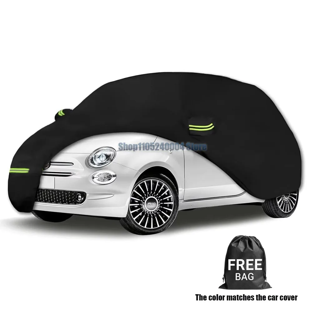 Waterproof Car Covers For 2007-2023 For Fiat 500/500C/500E Abarth/New FOR Fiat 500 (Black) 210T Custom Outdoor Storm Hood
