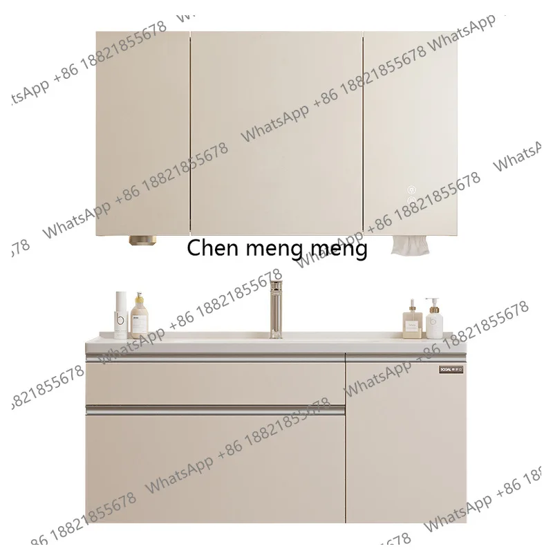 

Cream-style Washbasin Bathroom Cabinet Ceramic Integrated Basin Modern Bathroom Cabinet Simple Storage Furniture Gabinetti