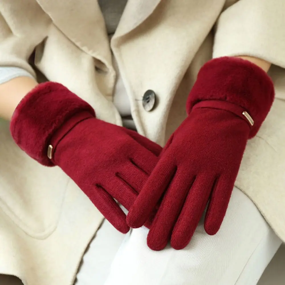 Personality Plus Velvet Warm Gloves Thicken Plush Suede Touch Screen Mittens All Finger Gloves for Autumn Winter