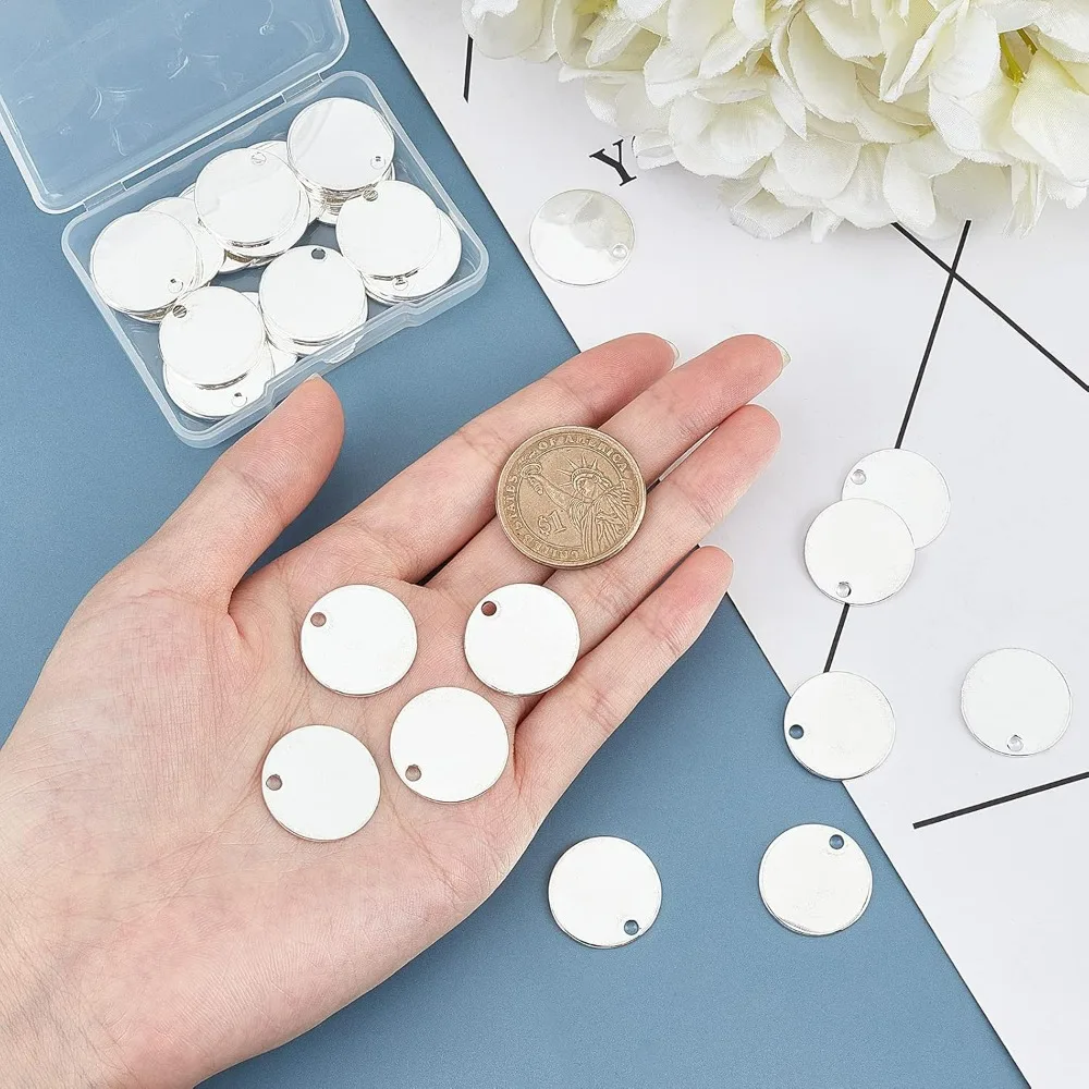 30 قطعة ختم النحاس علامة فارغة 20 مللي متر/0.78 "عملة مستديرة Charms قلادة ختم الفراغات مع ثقب علامة الكلب الفراغات لسلسلة المفاتيح