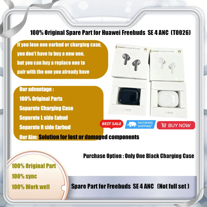 100% Original Replace Charge Case Part For Huawei Freebuds SE 4 ANC T0026L Headphone Spare Charging Station Charging Dock Part