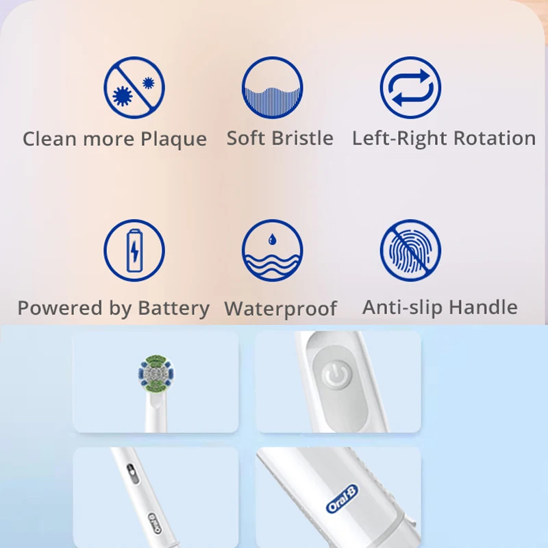 Oral B-cepillo de dientes eléctrico para adultos, dispositivo resistente al agua con rotación, 4 cabezales de repuesto adicionales