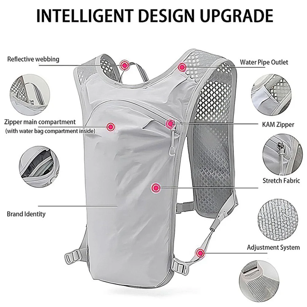 Running Backpack Lightweight Breathable Mesh For Cycling Hiking Adjustable Straps Storage
