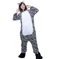 Zebra Striped Beast Image Hooded One Piece Pajamas for Parent-child Leisure and Comfort Winter Cold Resistant Home Clothing