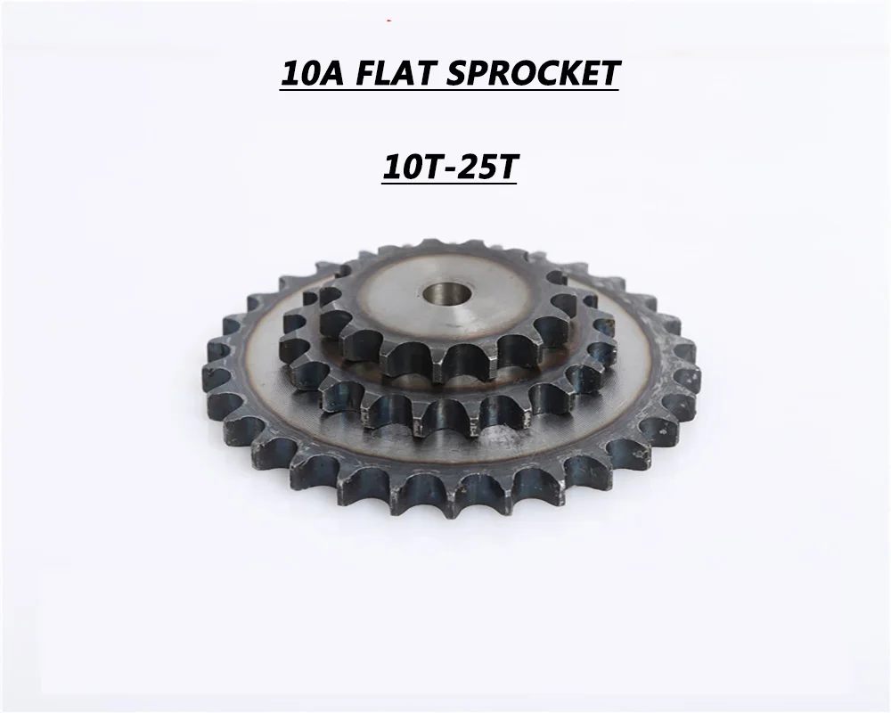 

10A Flat Chain Gear 10/11/12/13/14/15/16/17/18/19/20-25 Teeth Industrial Flat Sprocket Wheel Carbon Steel Tooth Pitch 15.875mm