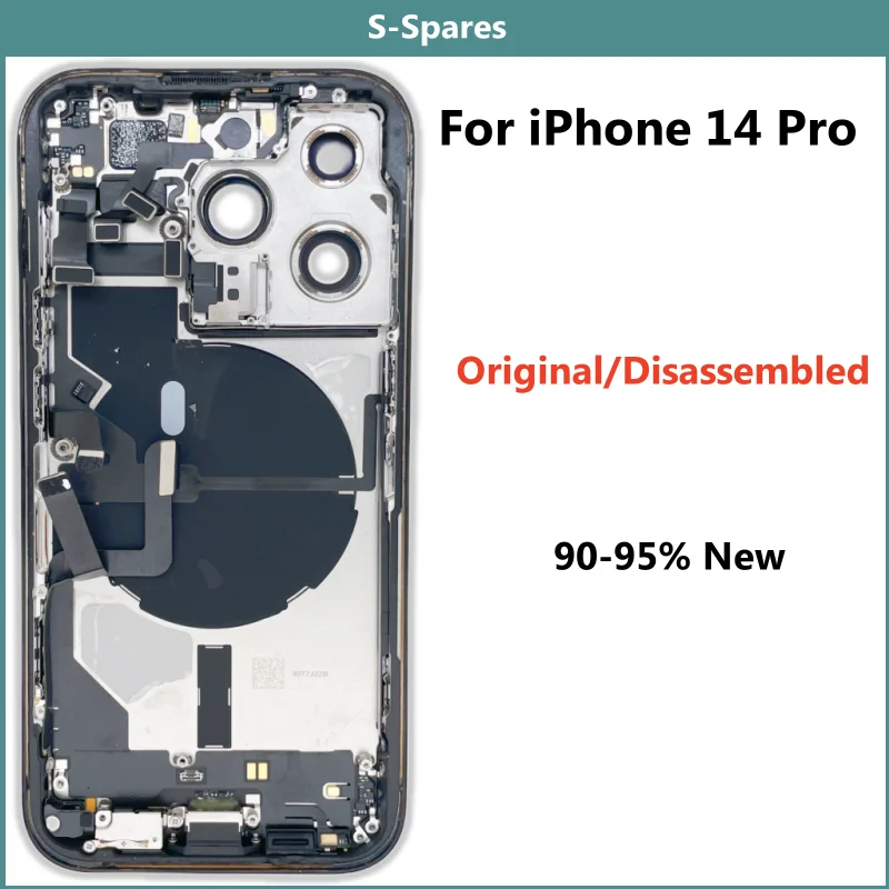 90-95% New Original Disassembled Middle Frame Housing Back Cover For iPhone 14 Pro with NFC Wireless Charger Assembly