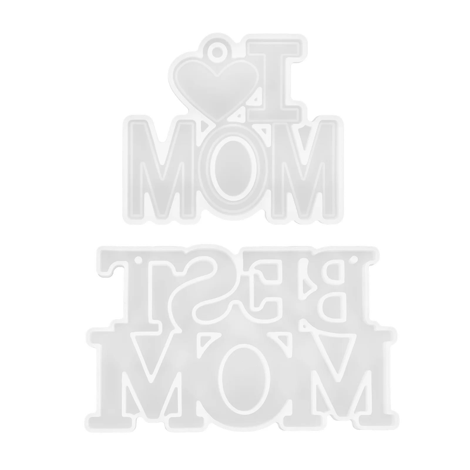 2Pcs Silicone Keychain Mold for DIY Key Pendant Making Mold Unique Craft Molds Safe Non-Stick Easy Demoulding Mother's Day Gift